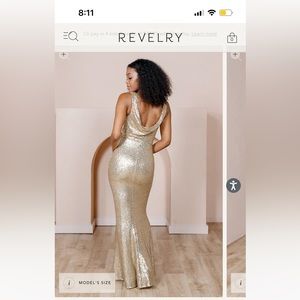 Women’s Gold Sequin Formal Maxi Bridesmaid Dress